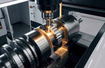 CNC Turning Center machining rotational metal part